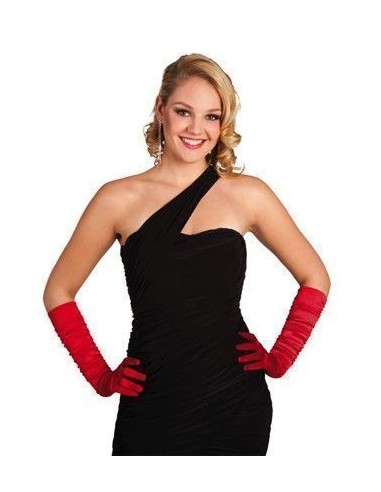 Rote Hollywood-Handschuhe bis zum Ellbogen - von hoher Qualität, ideal für Karneval, Themenpartys und besondere Veranstaltungen.
